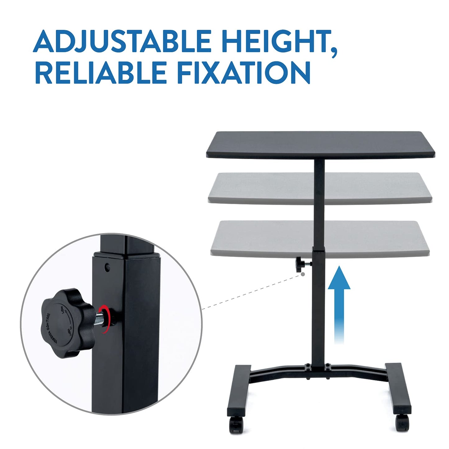 Tatkraft Dream Mobile Laptop Stand Desk Adjustable Height 52-84cm 4 casters (with locking device)