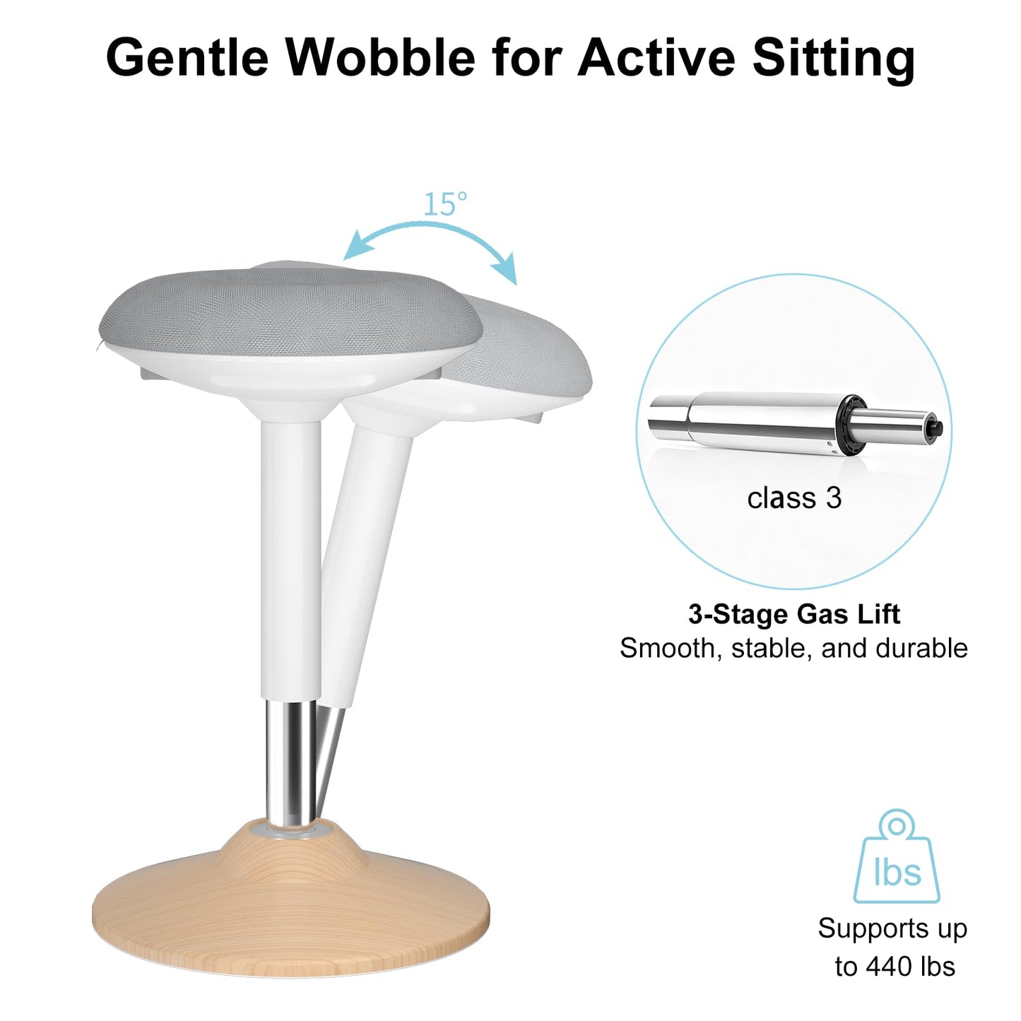 Wobble Stool,Height Adjustable,440lbsCapacity Balance Chair,for Home&Office