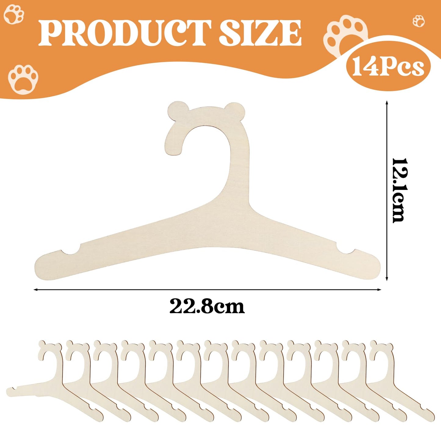 FAMCUCHE 14Pcs Wooden Baby Hangers, Non-Slip Baby Hangers Newborn, Space Saving Wooden Hangers for Clothes, Kids Hangers for Jackets, Dresses