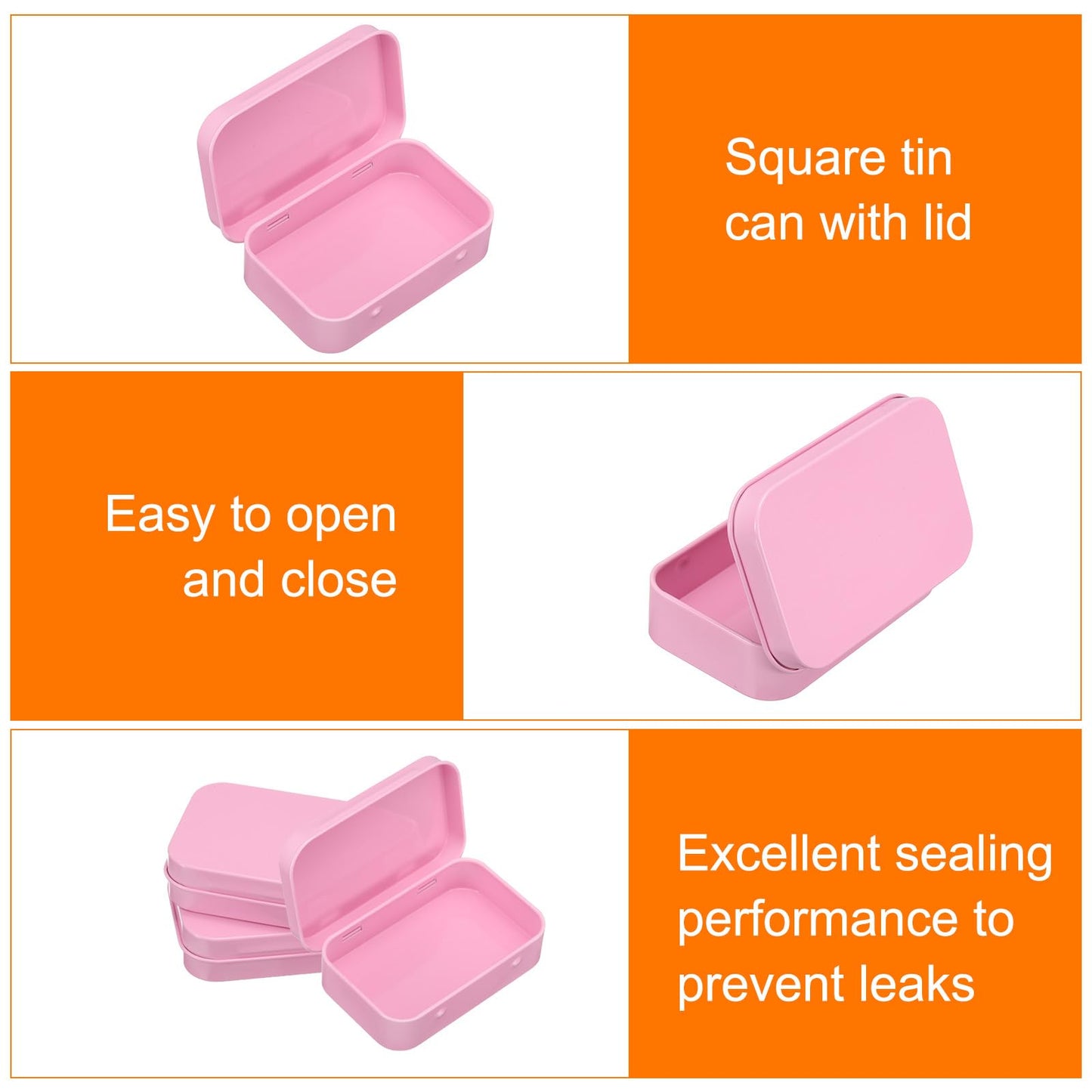 sourcing map 2pcs Metal Tin Box, 3.7x2.4x0.8 Mini Portable Rectangular Empty Tinplate Small Storage Container Airtight Tins with Lids for Candy