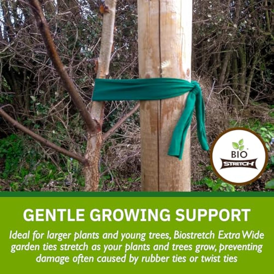 Biostretch Extra Wide Soft Tree Ties - Strong & Stretchy Support for Large Plants & Young Trees - Cut-to-Length Garden Tape for Home & Professional Gardening (16M / 52 ft)