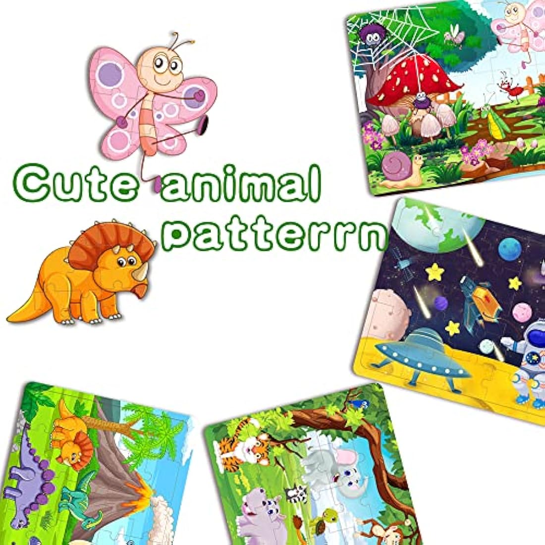 Wooden Jigsaw Puzzles for Kids 3-6 Year Olds -Space Dinosaur Animals 30 Piece Puzzle Toys -Toddler Children Learning Educational Puzzle Toys for Set for Kids 3 4 5 6 Year Old(4 Puzzles)