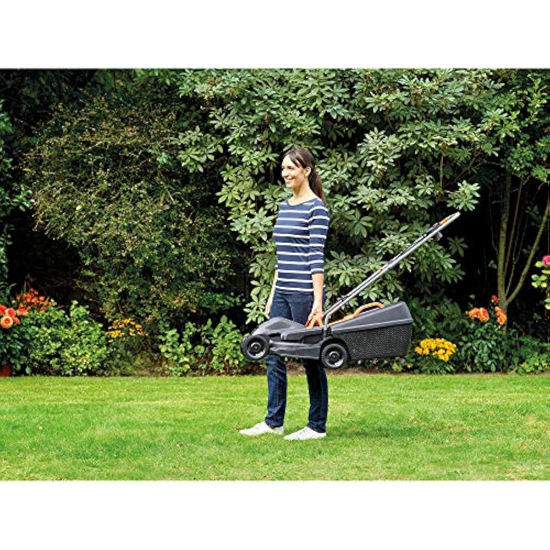 Black+Decker BEMW351GL2 Electric Lawnmower/Trimmer Kit (1,000 W, 32 cm Cutting Width, Triple Axial Cutting Height Adjustment, 35 L Grass Catcher Container, Includes 200 W Single-Handed Grass Trimmer)