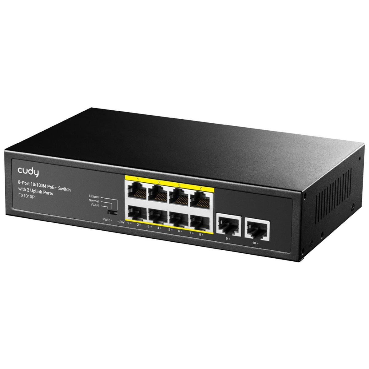 Cudy FS1010P 8-Port PoE+ Switch with 2 Uplink Ports 120W, Extended Mode/VLAN, 802.3af/at, Fanless, Plug and Play