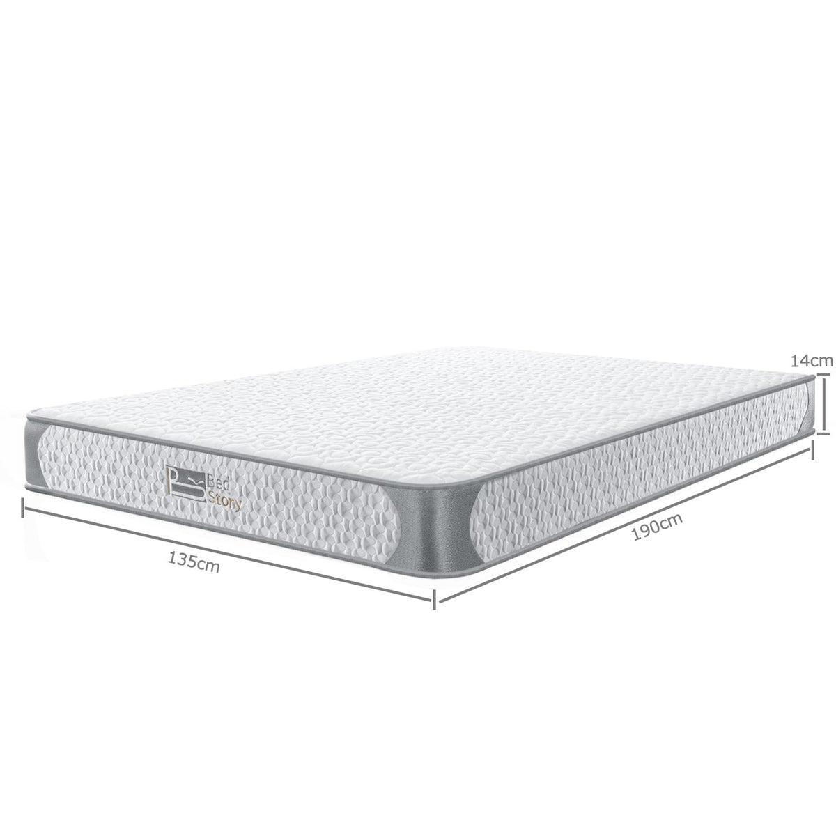BedStory Silver Double Mattress, Foam & Coil Spring, Medium-firm, 135x190x14cm