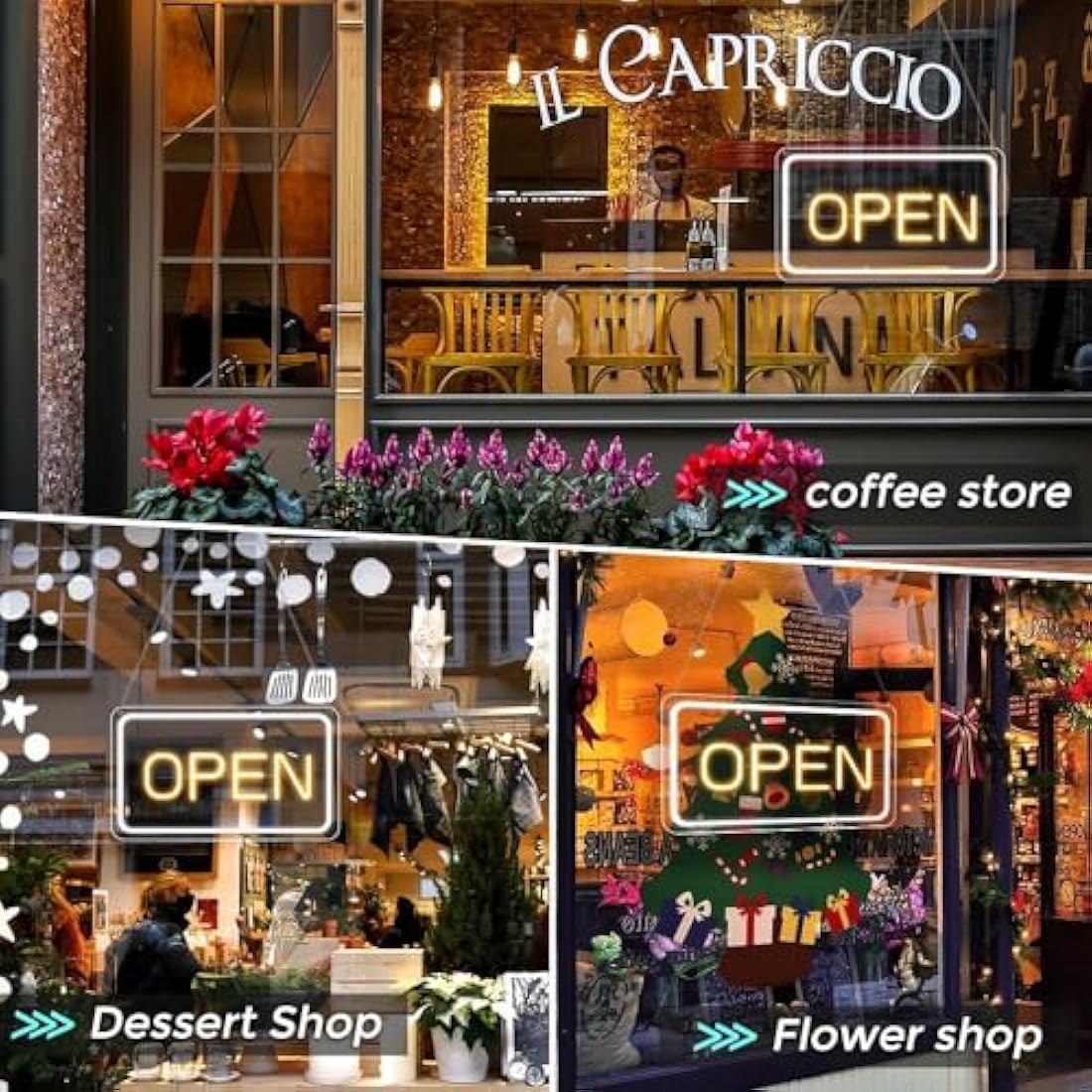LightingWill LED Neon Open Sign, 16"x 9" Ultra Bright Open Signs for Business, Dimmable 5V USB Light Up Signs for Business Window, Coffee Shops, Stores, Restaurants Bars Hotel, Horizontal