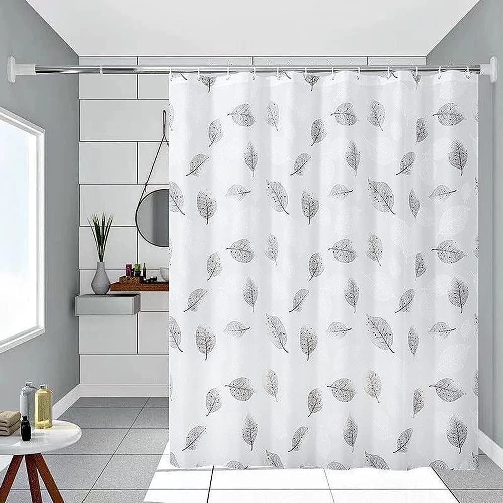 Lkw Ogechi Shower Curtain Black Leaves 200/220/240 CM Drop, PEVA Bathtub Curtains for Wet Room 180x220 cm, Antimould and Waterproof Bathroom Curtains