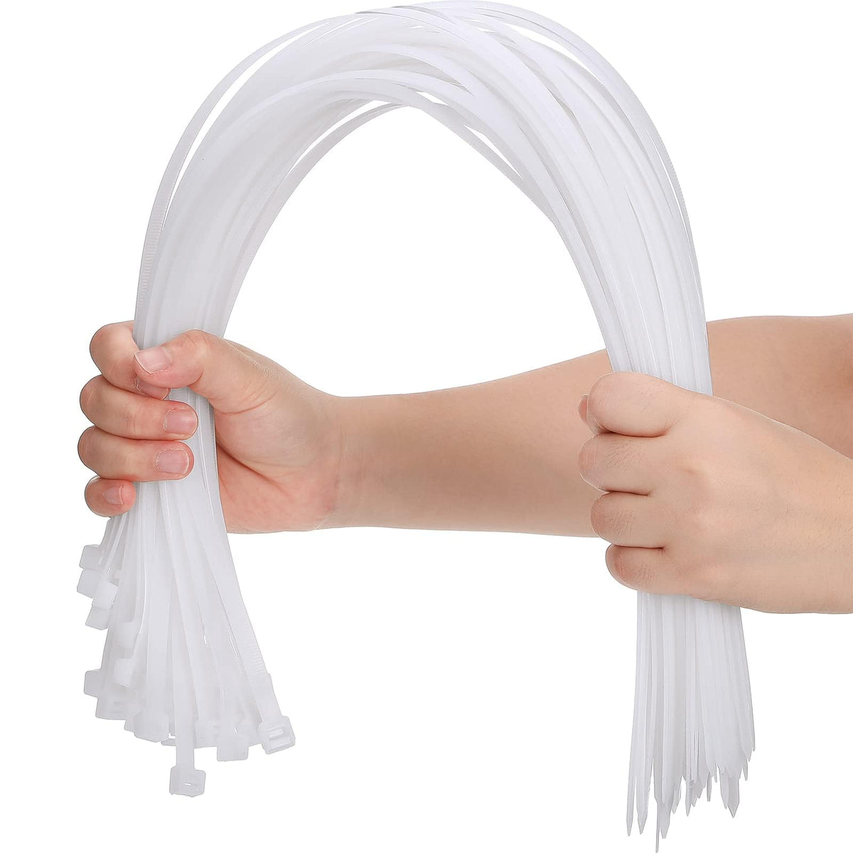 Long Cable Ties White, 450mm x 5.5mm 200 Pack Nylon Zip Ties, Self-Locking Plastic Tie Wraps Heavy Duty for Home, Office, Garden and DIY