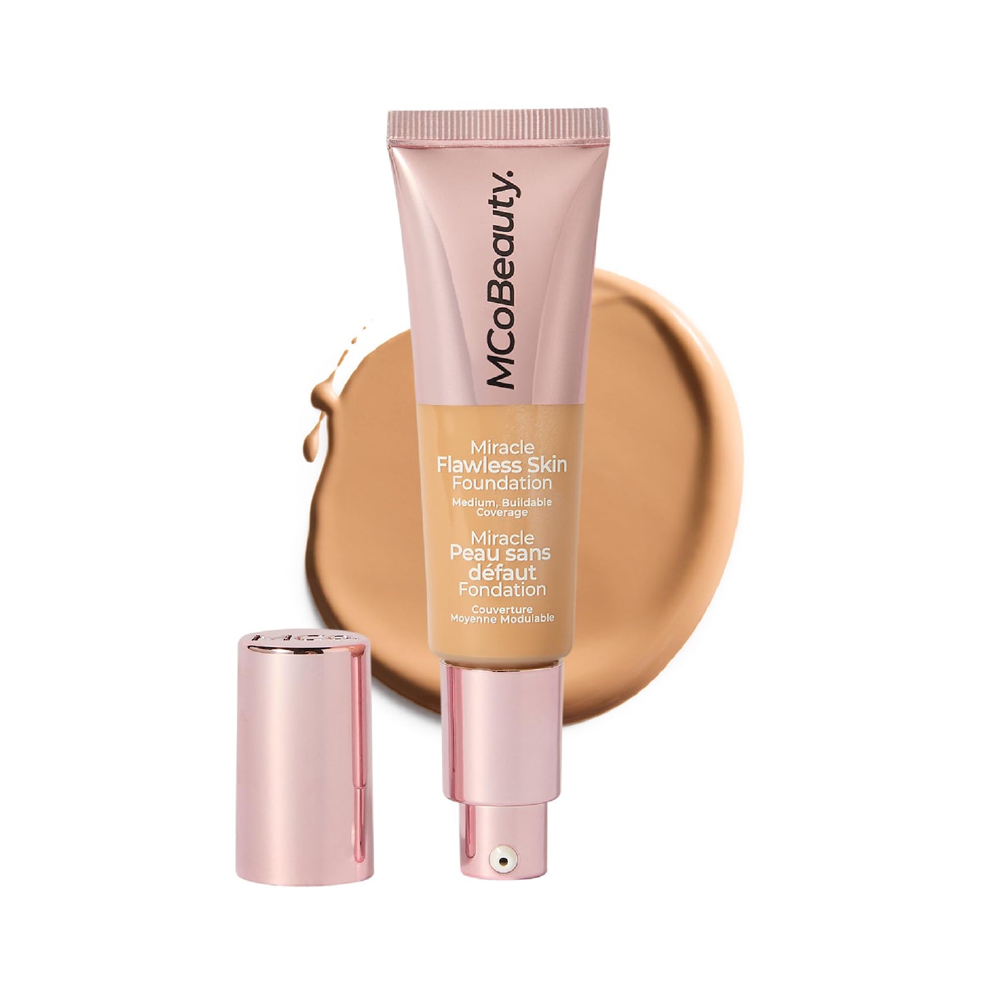 MCoBeauty - Miracle Flawless Skin Liquid Foundation - Natural Medium Shade - Buildable Dewy-Finish Formula with Hyaluronic Acid, Coconut Water and
