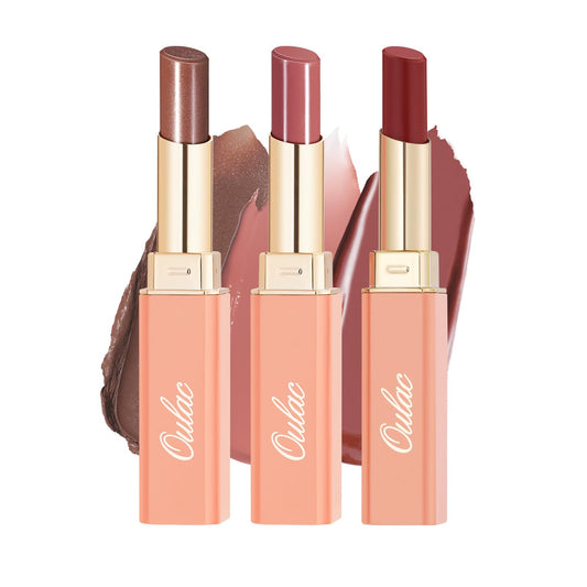 Oulac 3PCS Lipsticks Set - Black Red Lipstick Chocolate Brown Lipstick, Moisturizing Formula | Glossy Finish, Vegan (02/03/17)