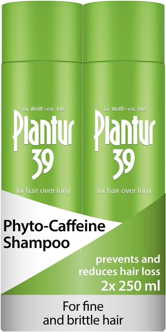 Plantur 39 Caffeine Shampoo Prevents and Reduces Hair Loss 2x 250ml | For Fine Brittle Hair | Unique Galenic Formula Supports Hair Growth | Women Hair