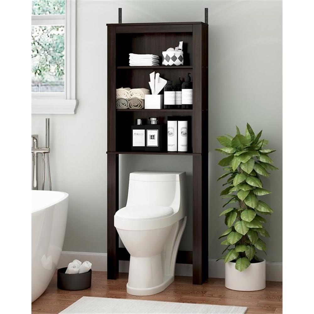 Furinno Indo Open Bath Cabinet, Espresso