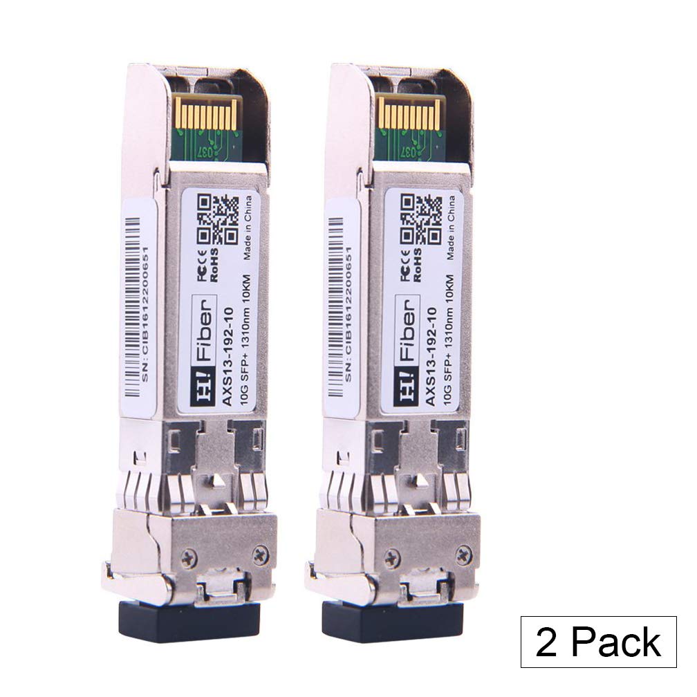 H!Fiber.com ?2Pack? 10Gb SFP+ Singlemode Module(10km, 1310nm), 10Gbase SFP+ LR Transceiver, Dual LC Connector, Compatible for Intel E10GSFPLR,