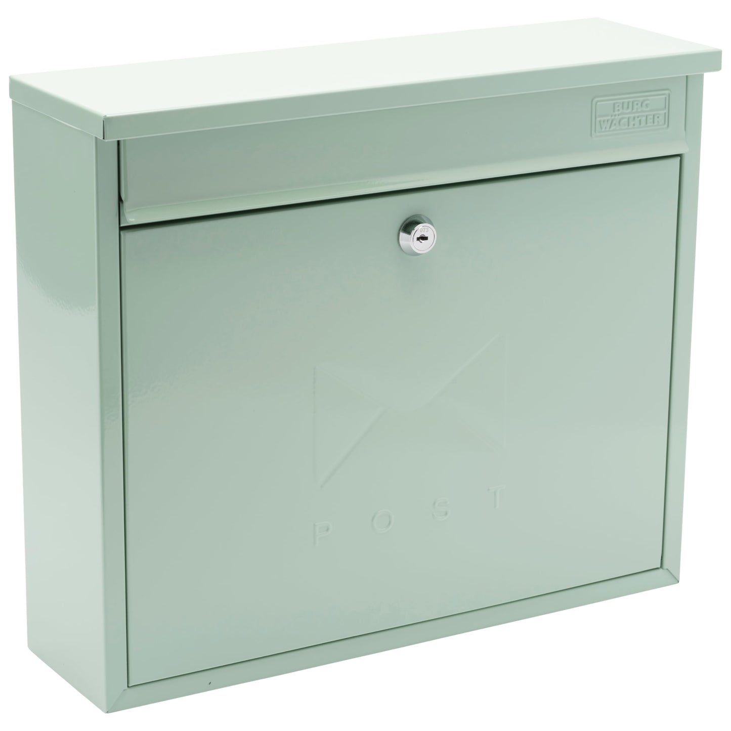 Burg-Wachter MB02CG Chartwell Green Elegance Wall Mounted Galvanised Steel Lockable Weatherproof Post Box - 36x31x10cm