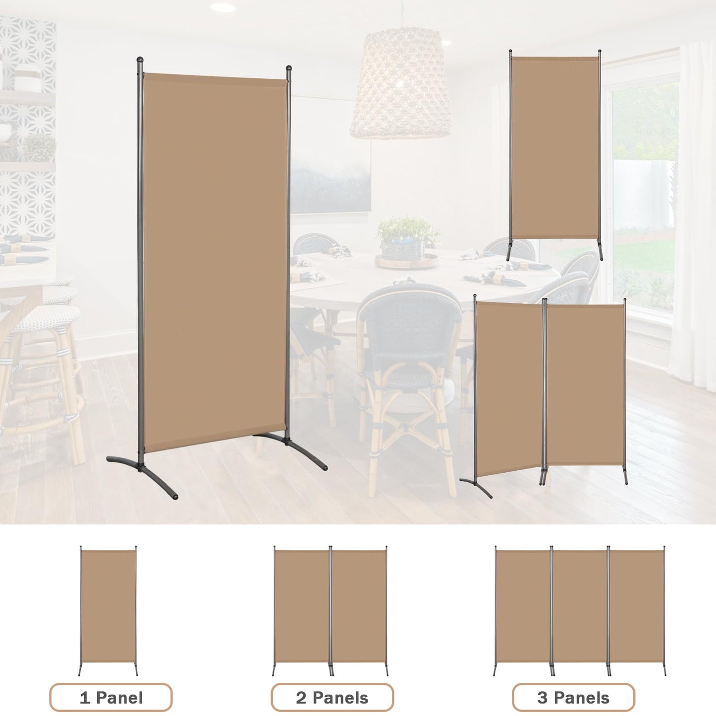 Angel Living 1 Panel Room Divider, Privacy Screen Composed of Polyester Fabric and Sturdy Iron Frame