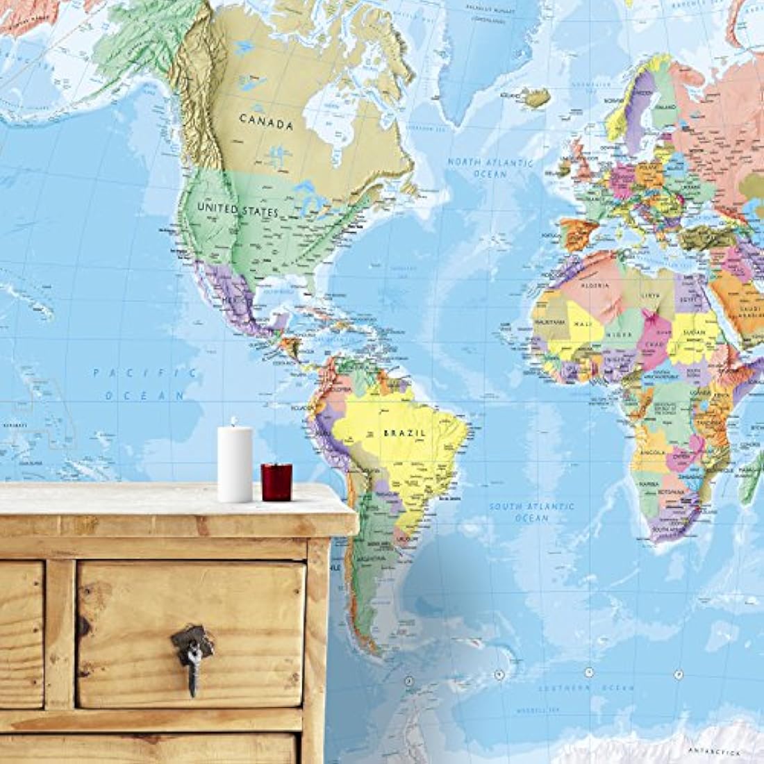 Maps International - Giant World Map Mural - Mega-Map Of The World - 232 x 158 - Blue Ocean
