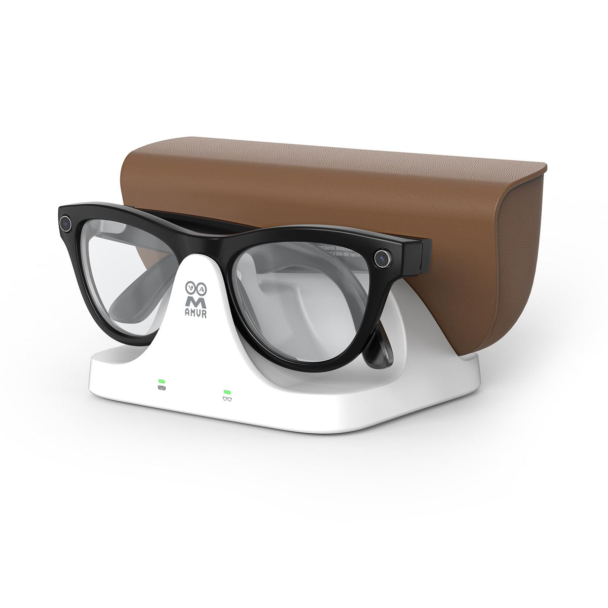 AMVR Magnetic 2-in-1 Charging Dock Compatible with Ray Ban Meta Wayfarer/Skyler/Headliner Smart Glasses Case Accessories, Charger with LED Indicator
