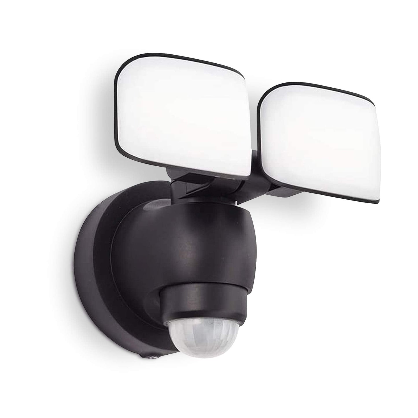 National Lighting Twin LED PIR Floodlight - IP44 Rated Outdoor Security Lights with Motion Sensor - Mains Powered Flood Lights Adjustable Double Head