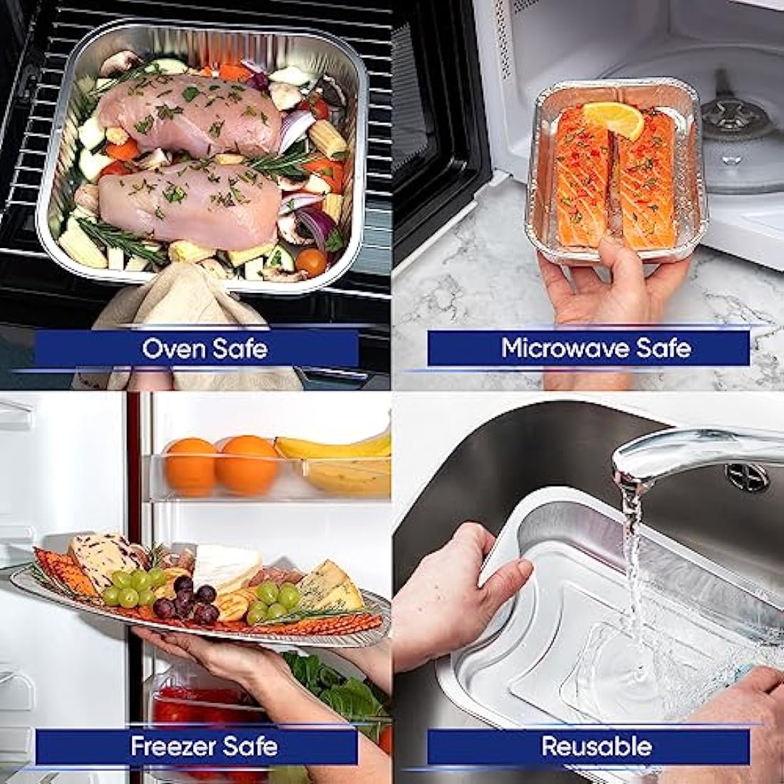 Coppice Aluminium Foil Tray for Baking, BBQ, Roasting, Grilling & Food Storage | 32cm x 20cm x 3cm | Freezer, Microwave, Air Fryer & Oven Safe (40 Trays)