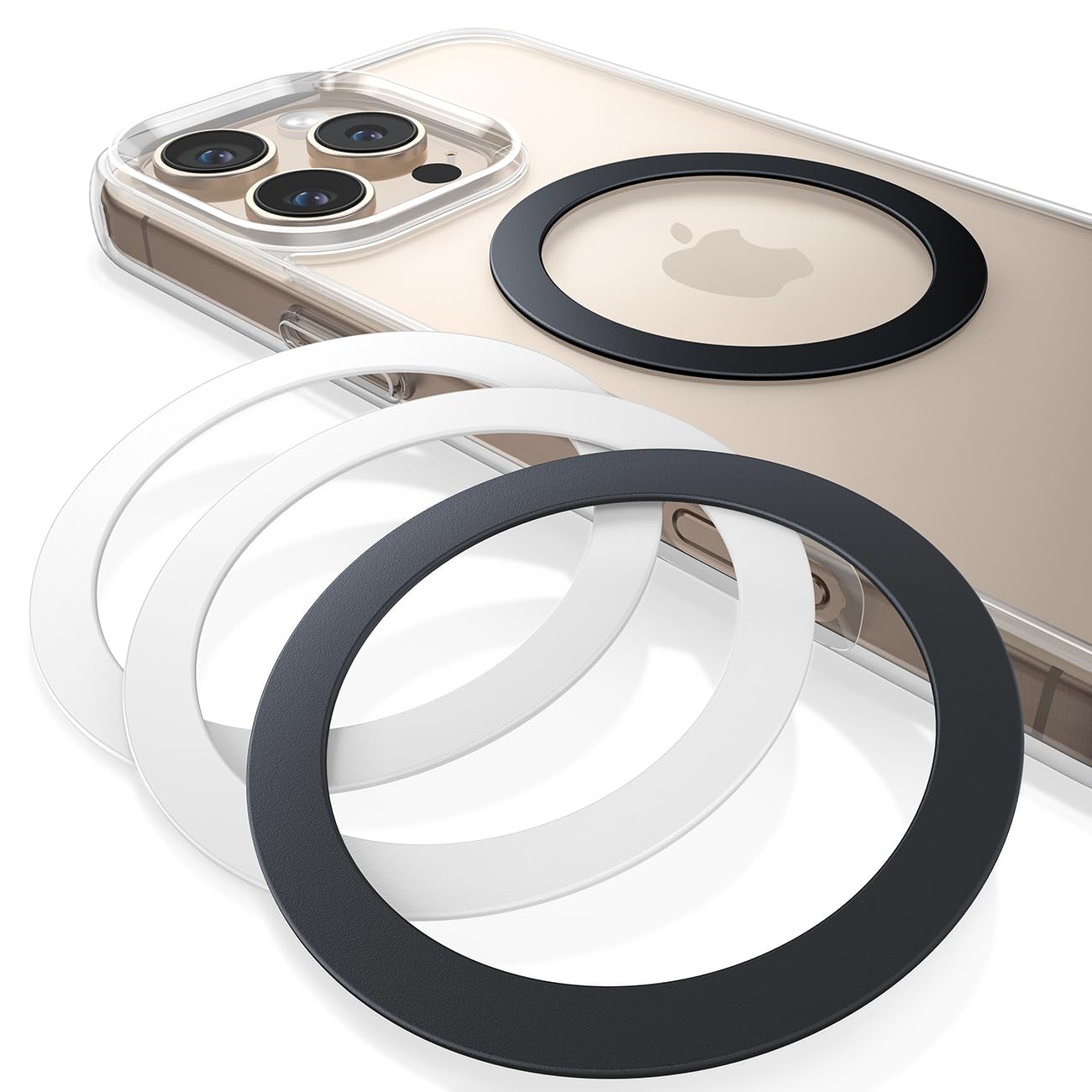 Lamicall for MagSafe Ring Sticker - [4 Pack] Ultra Strong Metal Ring, Universal Magnetic Ring Support Wireless Charger Conversion Kit for iPhone