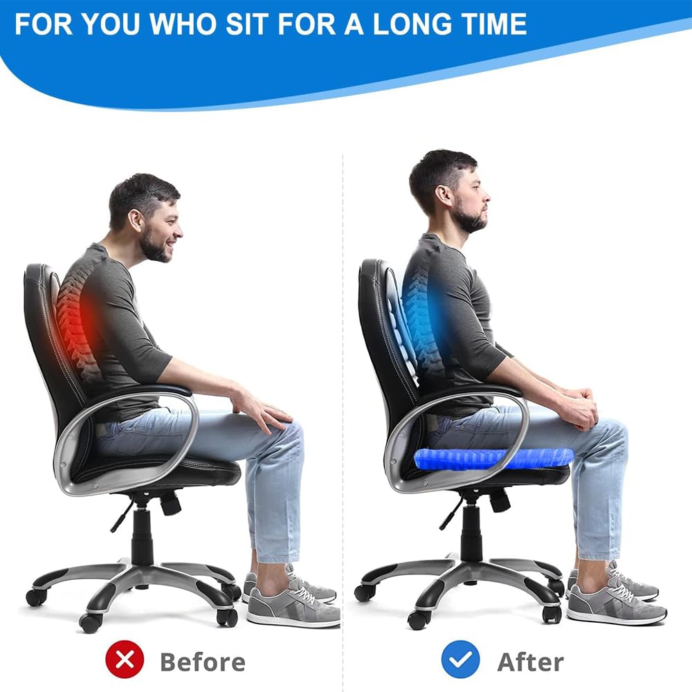 Winuoyang Soft Sitter Cushion, Gel Seat Cushion Breathable Honeycomb Gel Cushion Cooling Design for Office Chairs, Cars, Wheelchairs