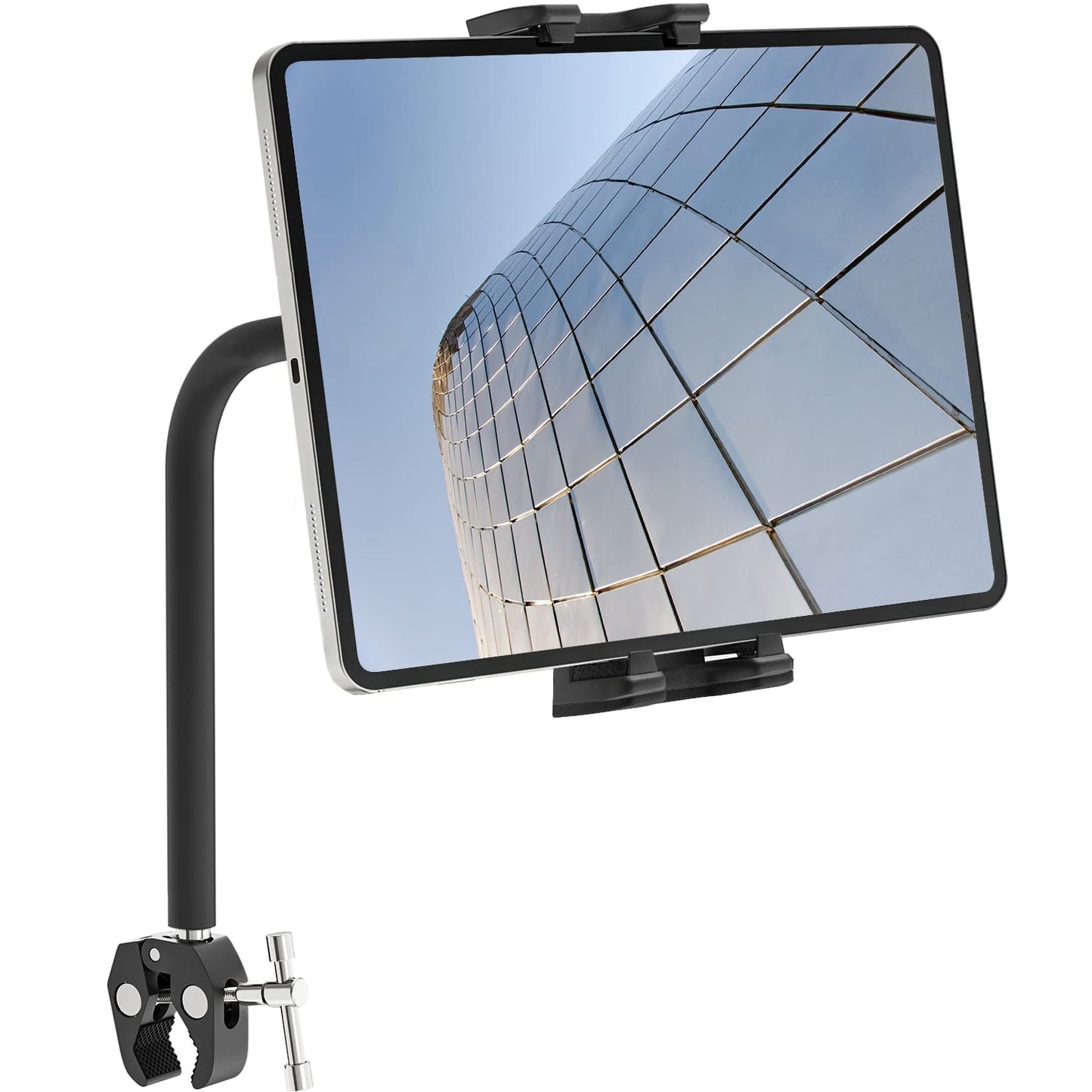 Cenawin Gooseneck Tablet Holder for Exercise Bike, Long Arm Flexible Treadmill Tablet Mount Indoor Gym Spin Bike Handlebar Tablet Stand Holder for