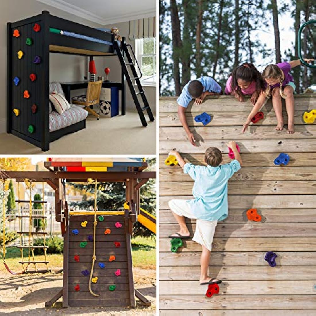 ALPIDEX Children's climbing holds, load capacity up to 200 kg, Mounting material included, different quantities multicolored - 30 pieces