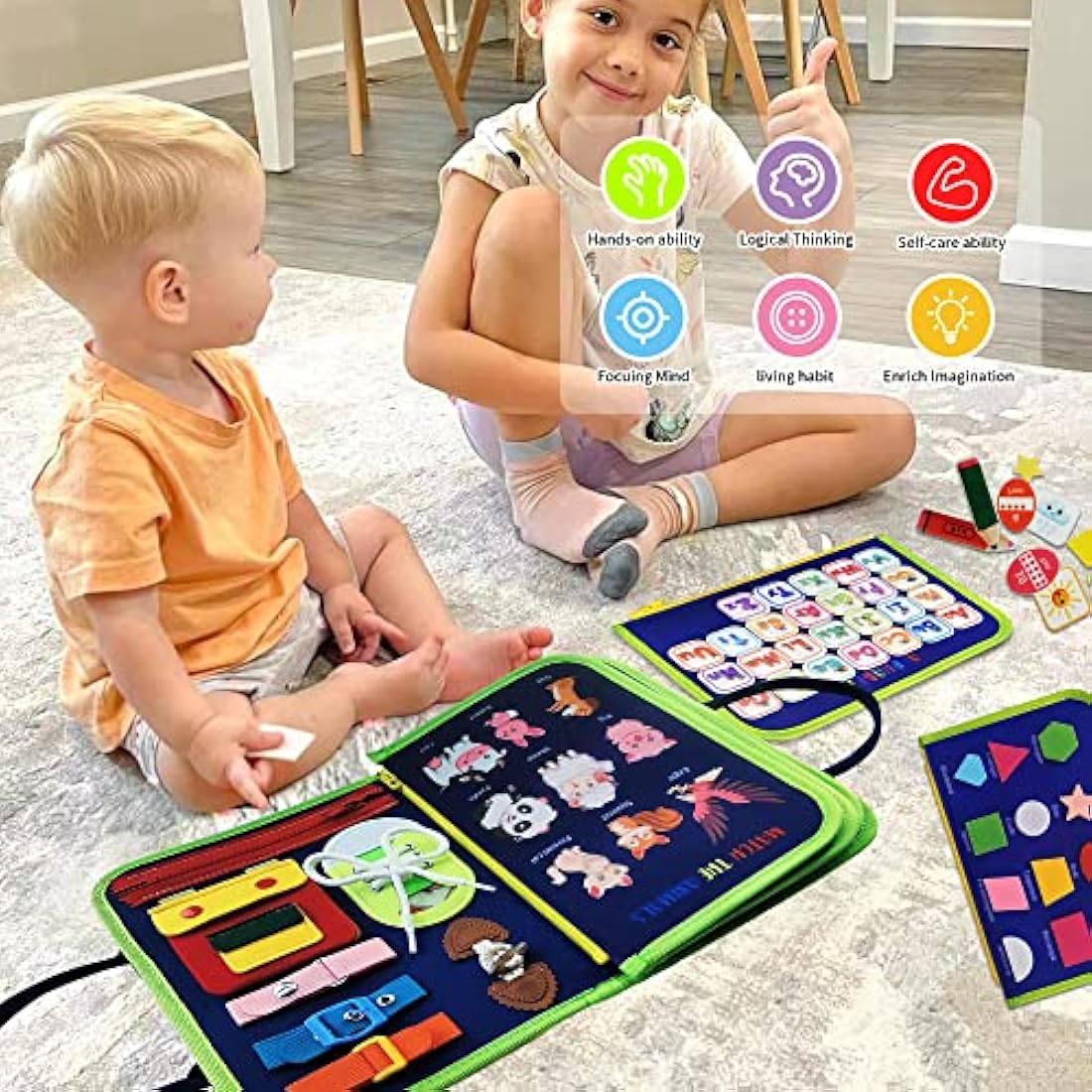 TenFans Busy Board - Montessori Toys for 1 2 3 4 Years Old - Sensory Toys for Autism - Toddler Toys Gift for Boys & Girls Learning Fine Motor Skills