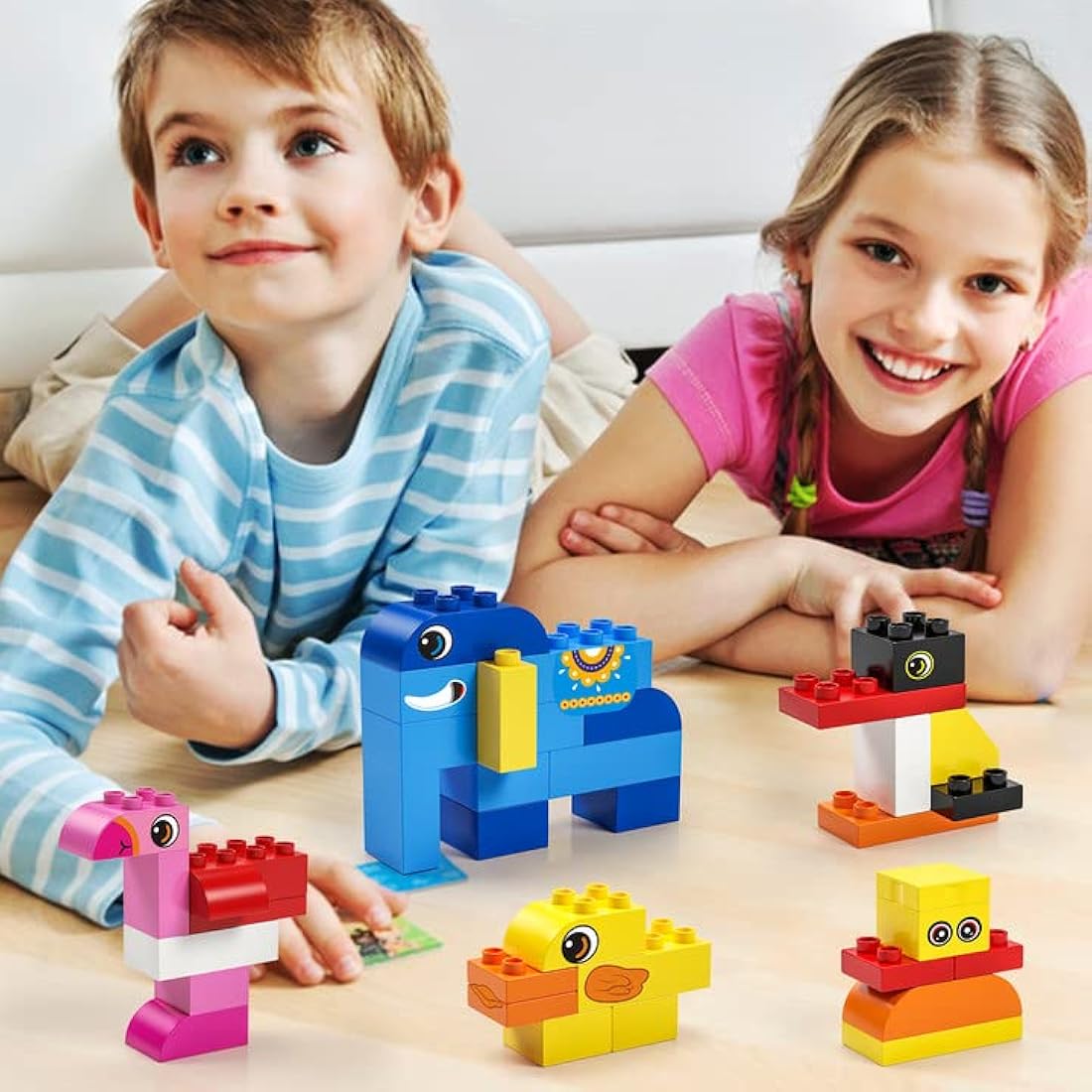 burgkidz Big Building Blocks, 135 Pieces Classic Large Size Toddler Creative Building Bricks, Compatible Block Construction Toys with Storage Bucket, Educational Gift for Boys Girls 3+