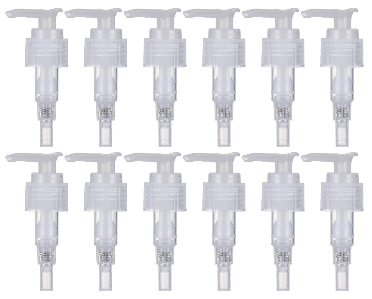 12 Pcs Clear Plastic Soap Dispenser Pump Replacement Lotion Pump Heads for 24/410 Threaded Neck Bottles Compatible with Soap Lotion Shampoo Liquid