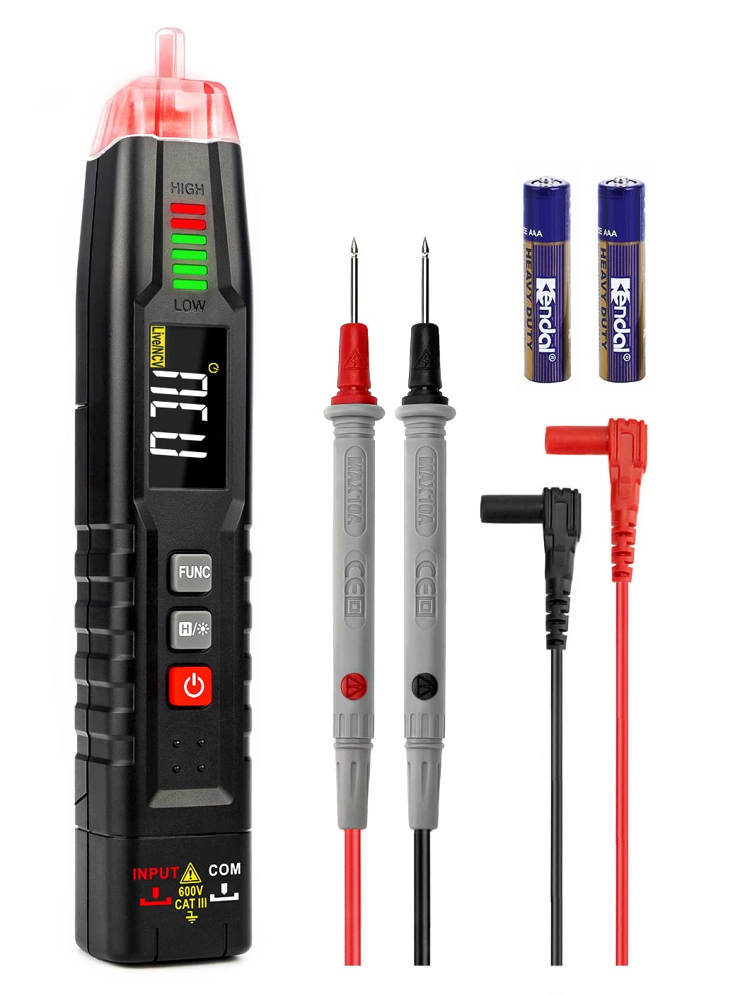 KAIWEETS Multi-function Voltage Tester, Non-Contact Electrical Tester, 600V AC/DC Voltage Test, Sensitivity Electric Voltage Pen with NCV, LED