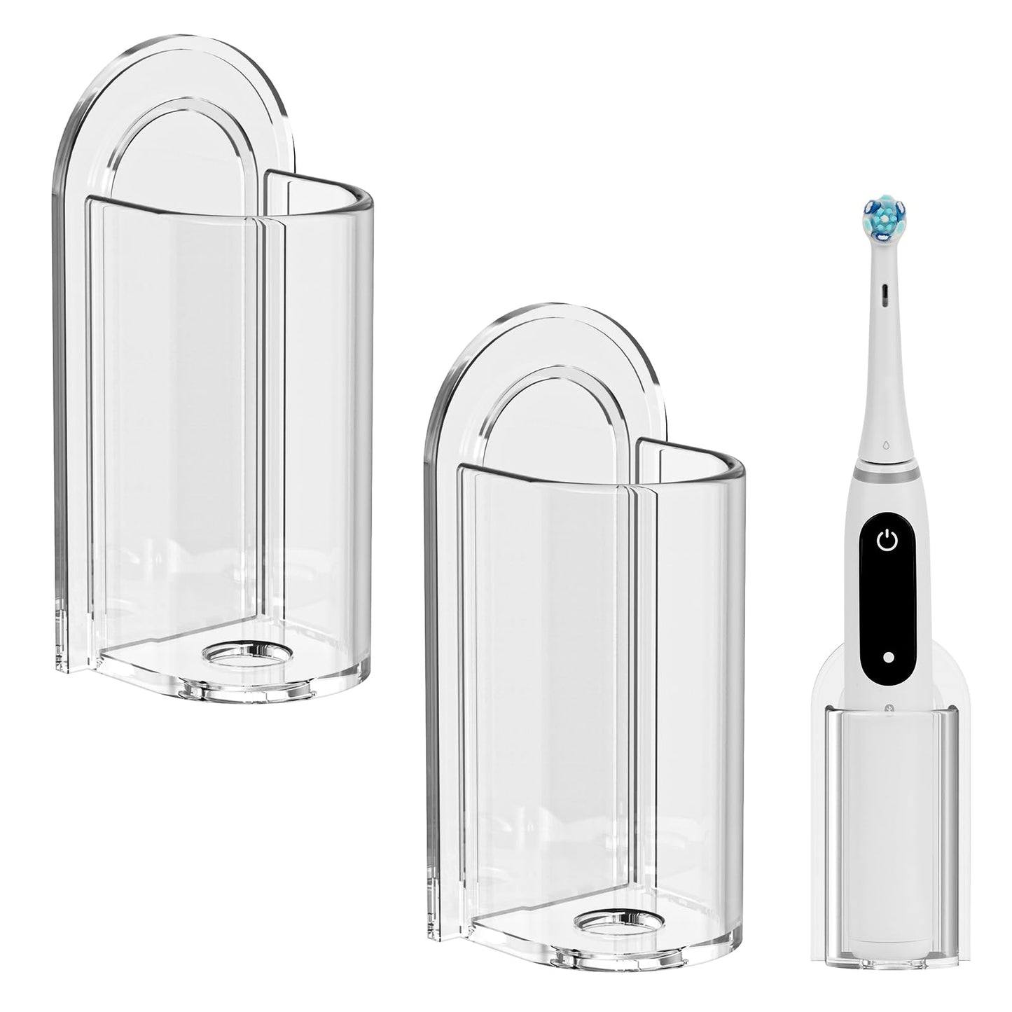Linkidea Wall Mount Electric Toothbrush Holder, Acrylic Power Toothbrush Hanger, Self Adhesive Tooth Brush Organizer Compatible with Oral-B iO Series,