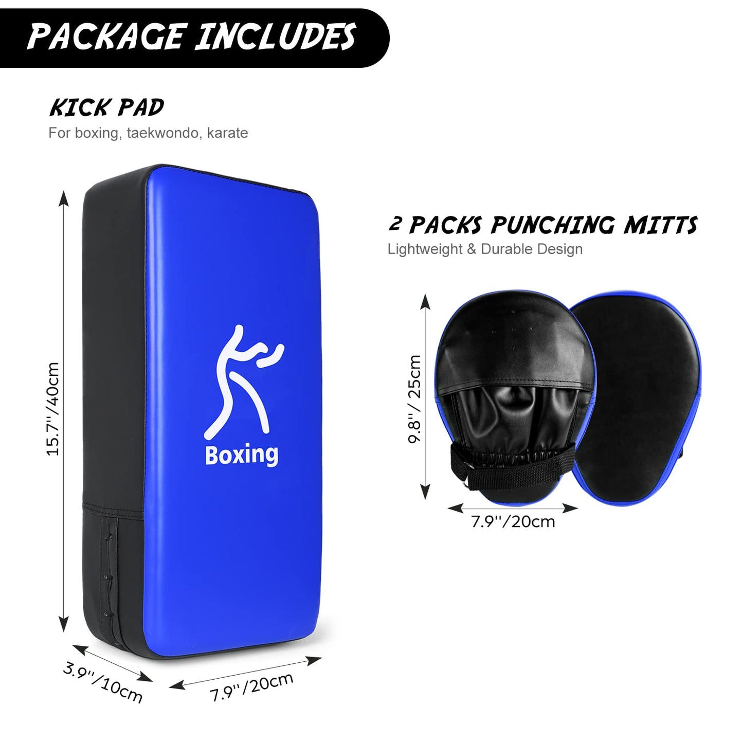 Odoland Punching Mitts and Kick Pack Set, Boxing Mitts Focus Pads, Taewondo Kick Pad, Great for Boxing, Kickboxing, Karate, Muay Thai, Boxing