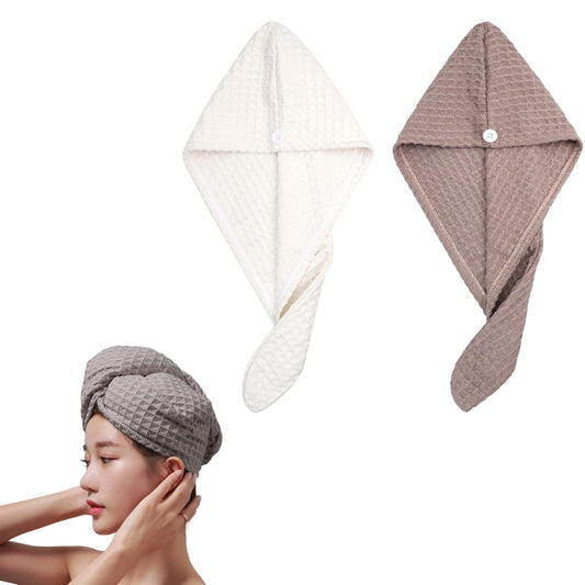 Beavorty 2 pcs Water Absorbent Hair Caps Hair Drying Wraps for Quick Drying Supple Shower Hat for Long Short Curly Straight Permed or Dyed Reduces