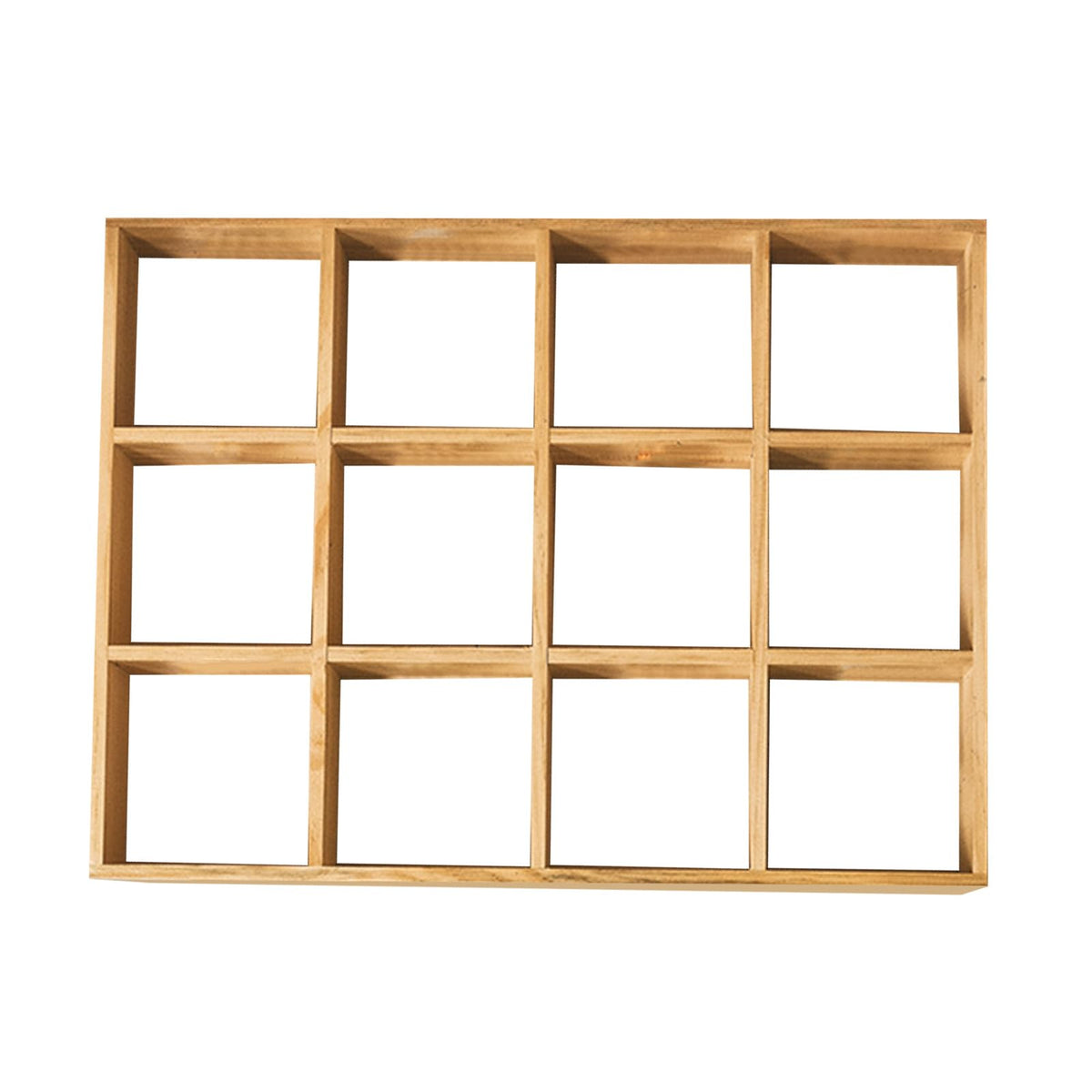 Wood Shadow Box Shelf, 12 Grids Large Space Retro Action Figure Wooden Display Shelf Multipurpose Hand Polished for Study (Without Back Plate)