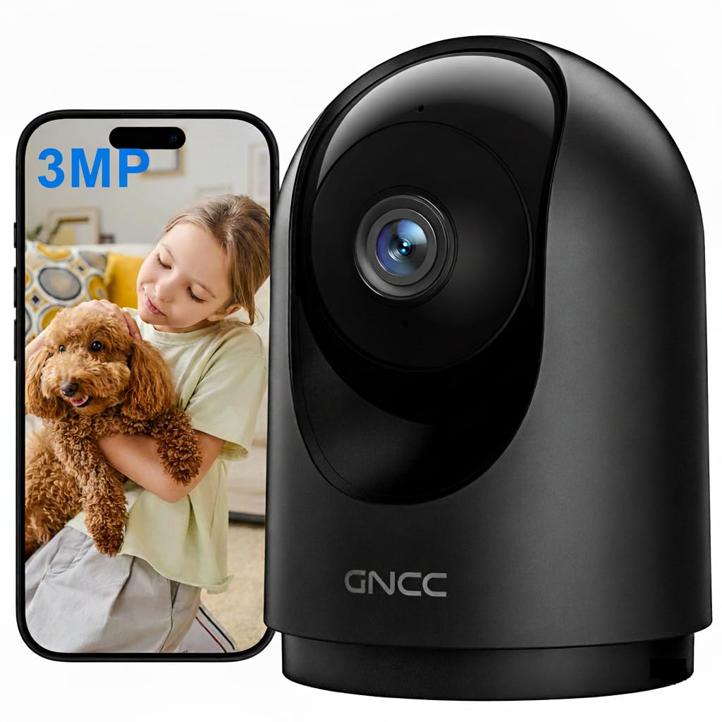 GNCC Indoor Dog Pet Camera with APP, 2K Home CCTV Security Camera, Wifi Baby monitor with Camera and Night Vision, Motion Detection, 2-Way Audio,