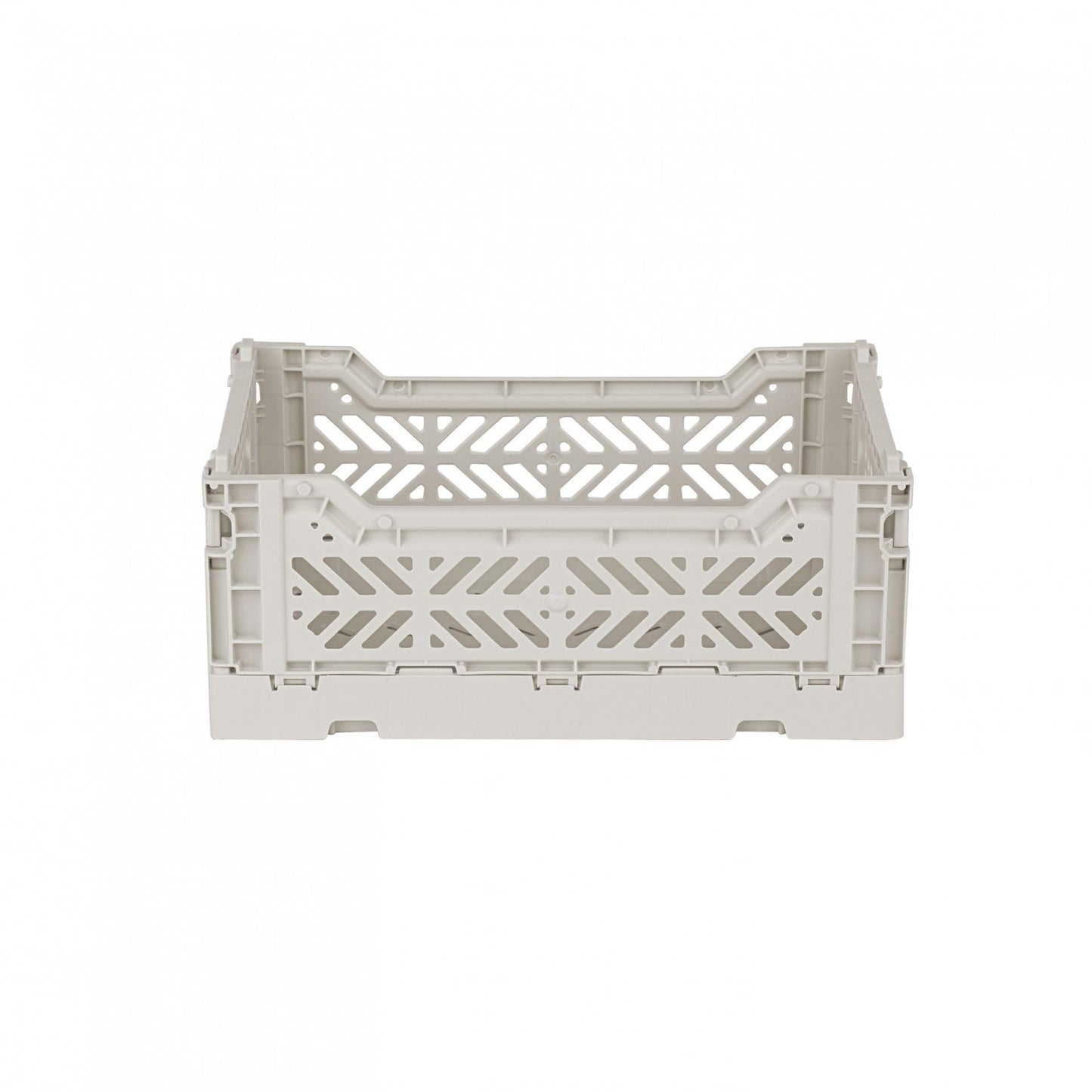 AYKASA Folding Crate, Sturdy Folding Box, Plastic, Stackable, Light Grey, Mini (27 x 17 x 11 cm)