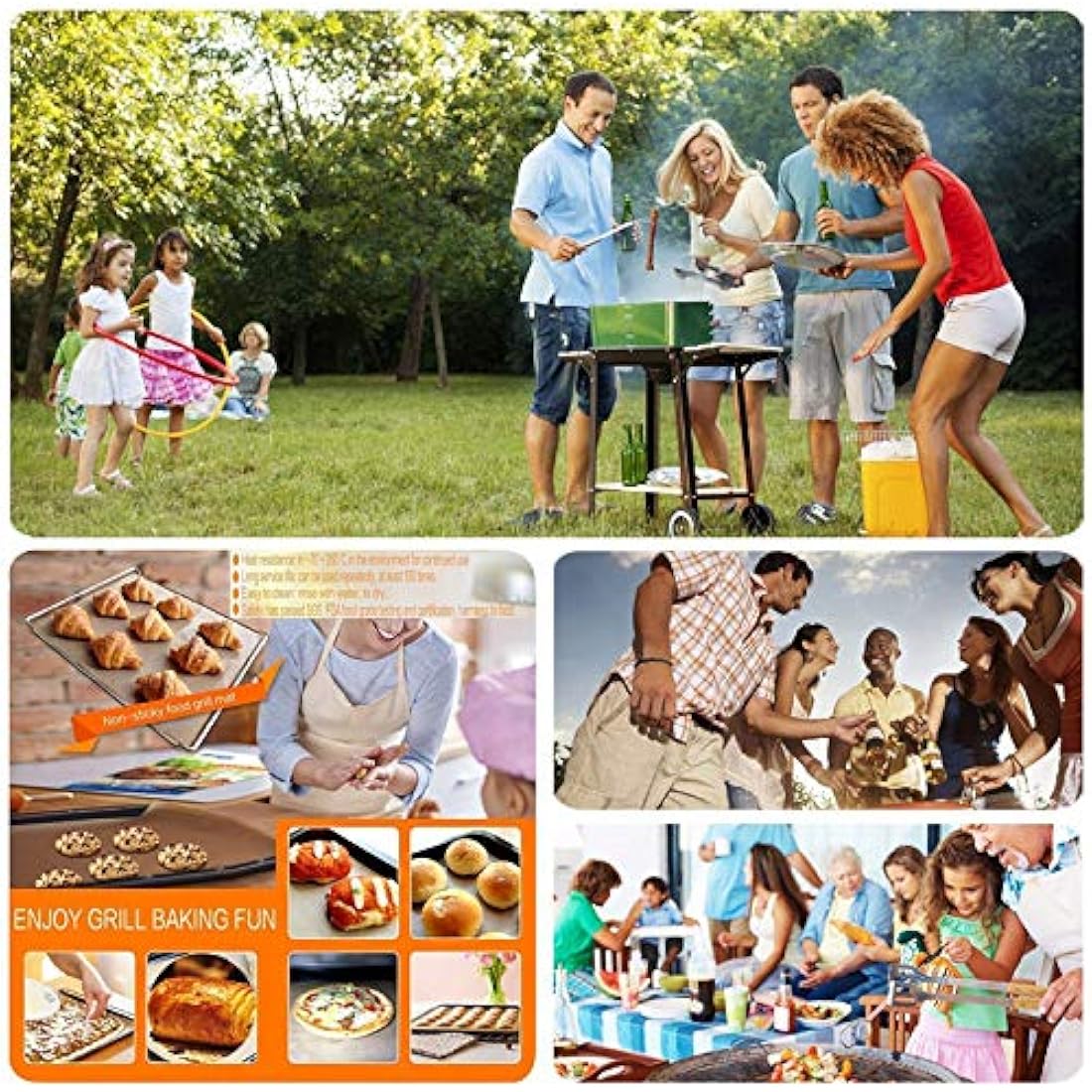JOKBEN Copper Grill Mat, 5-Pack Heavy Duty Magic BBQ Grill Mats Non Stick, Reusable, and Easy to Clean Barbecue Grilling Accessories for Gas, Electric, and Charcoal Grilling (Grill Mats)
