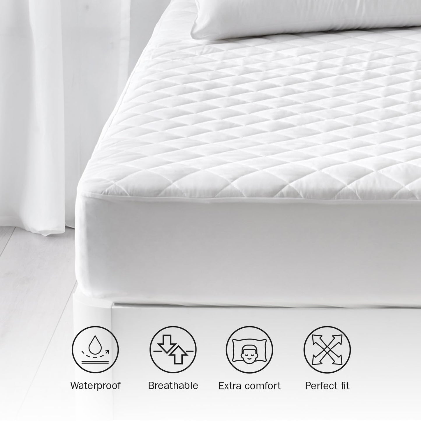 Pikolin - Quilted Fibre Mattress Protector – Waterproof, anti-dust mite, white Cama 80 - 80 x 190/200 cm white