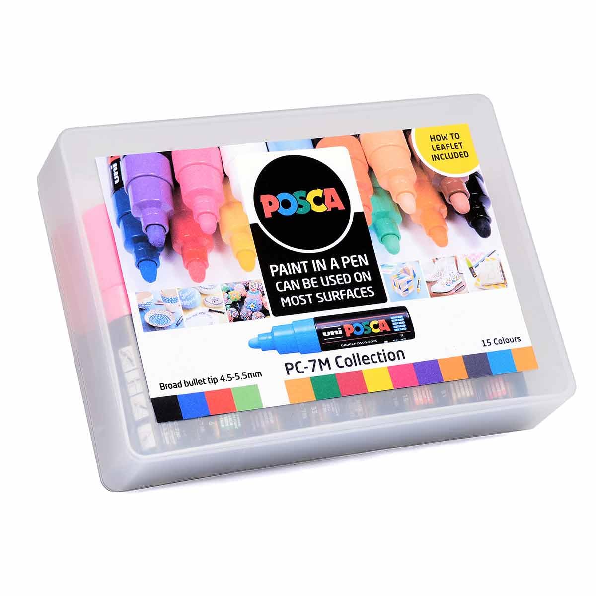 POSCA PC-7M Permanent Marker Paint Pens. Broad Bullet Tip for Art & Crafts. Multi Surface Use On Wood Metal Paper Canvas Cardboard Glass Fabric