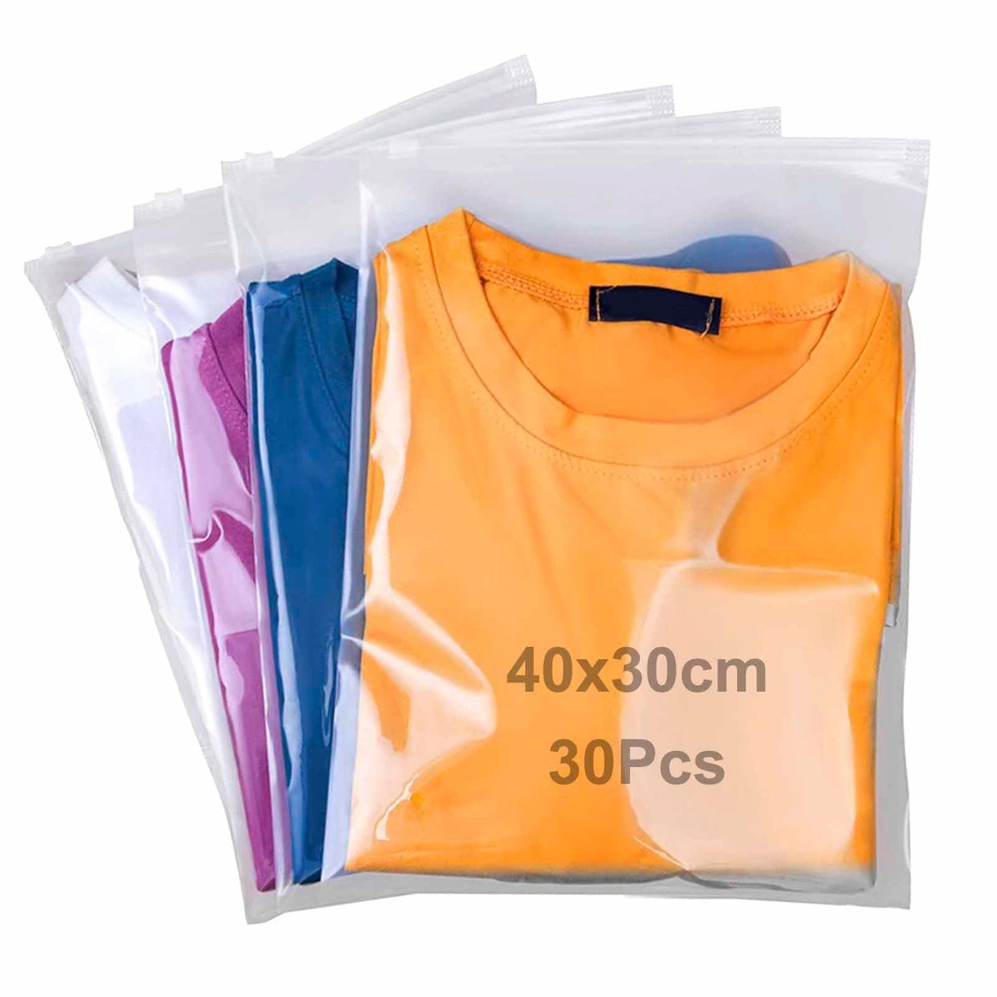 QISF 30 Pcs Reusable Ziplock Bags for Clothes,40x30cm Large Plastic Hospital Bags,Clear Seal Bag Waterproof Luggage Organiser for Clothes Garment