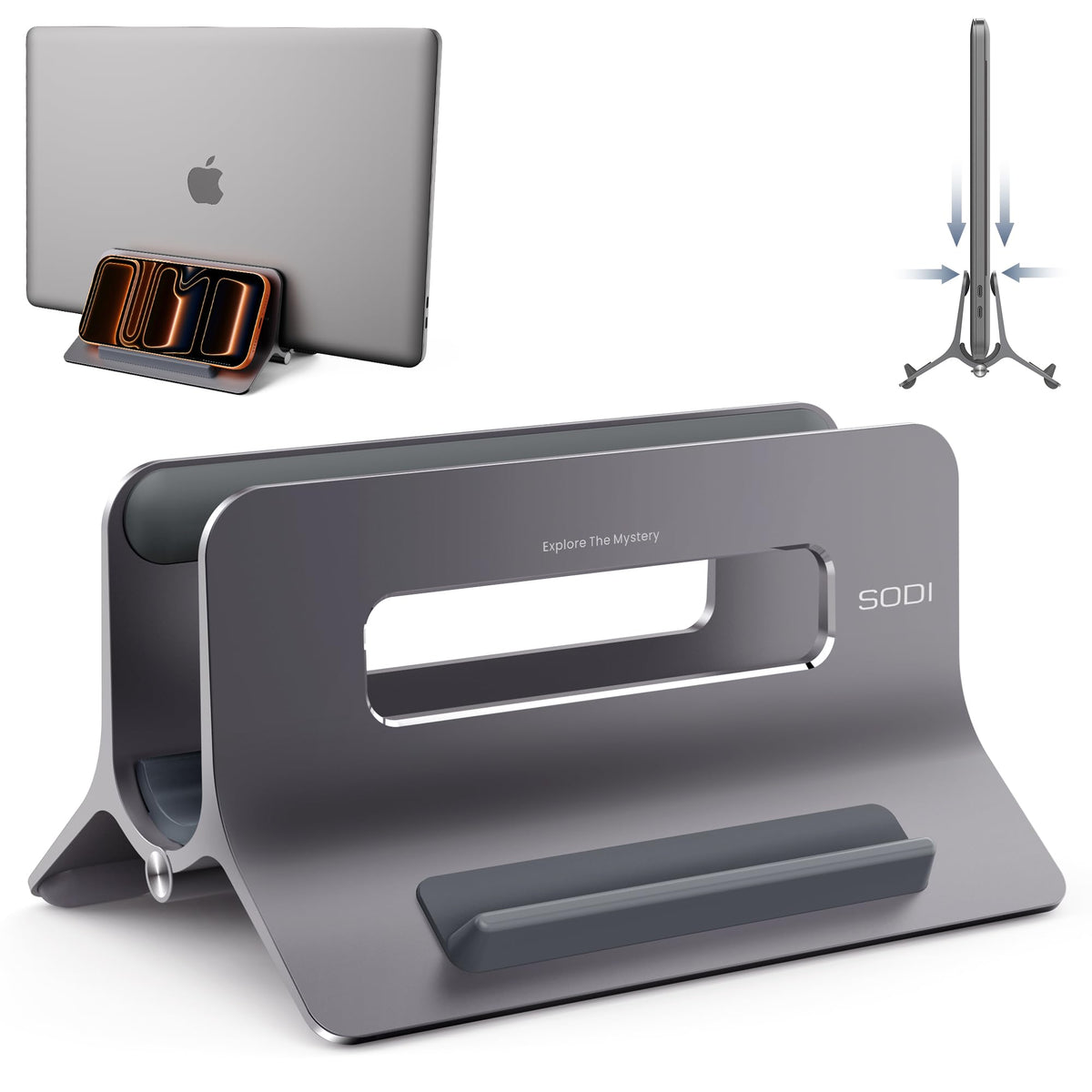 SODI Laptop Stand, Vertical Laptop Holder, Aluminum Macbook Stand for MacBook Air, MacBook Pro, iPad, iPhone, Laptop Computer Stands