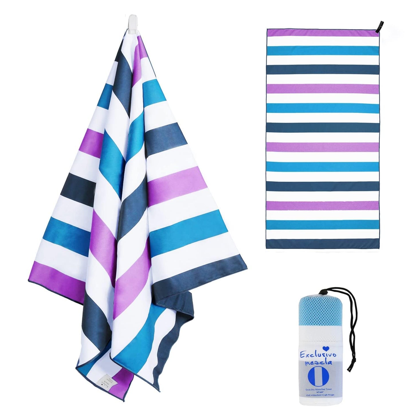 Exclusivo Mezcla Large Microfiber Quick Dry Beach Pool Towel, 152x76 cm