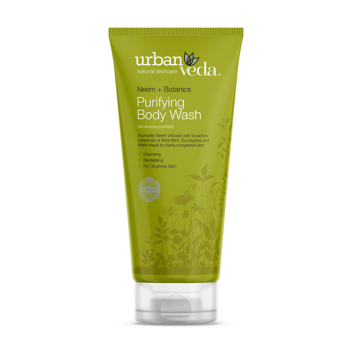 Urban Veda Neem Body Wash | With Salicylic Acid and Witch Hazel for Oily Skin | Shower Gel for Body & Back Acne Treatment | Tea Tree BodyWash | Body