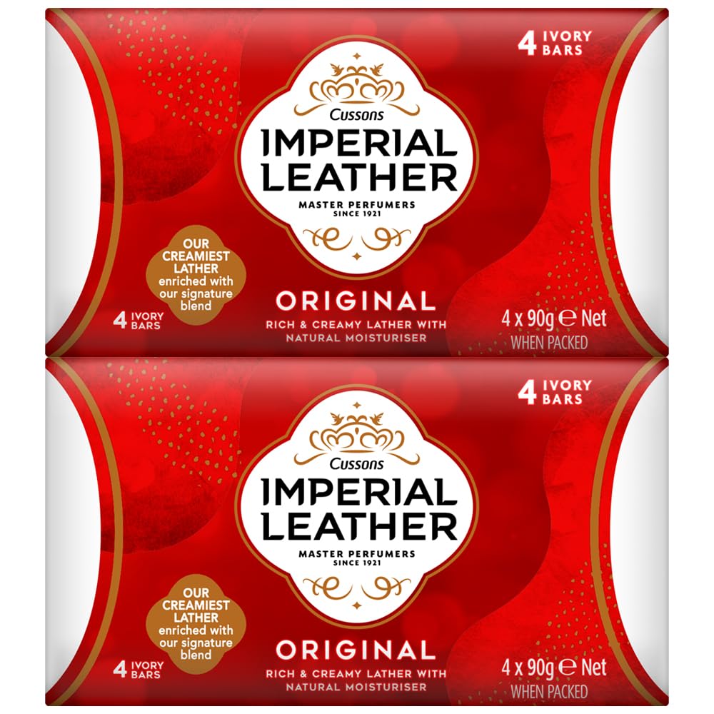 Imperial Leather Bar Soap Original Classic Cleansing Bar, Gentle Skin Care, Bulk Buy, Pack of 8 x 4 bars of 90 g (total 32 bars)