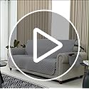 XINEAGE Quilted Sofa Covers 3 Seater, Water Resistant Couch Covers for 3 Seater, Non Slip Sofa Slipcoevrs for Dogs Pets, Reversible Sofa Protector with Elastic Strap Washable (Sofa, Beige)