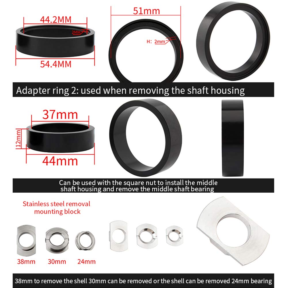 Lixada Bicycle Bearing Press Kit Bike Bottom Bracket Install and Removal Tool Kit Bike Bottom Bracket Remover for BB86/BB30/BB91/BB92/PF30