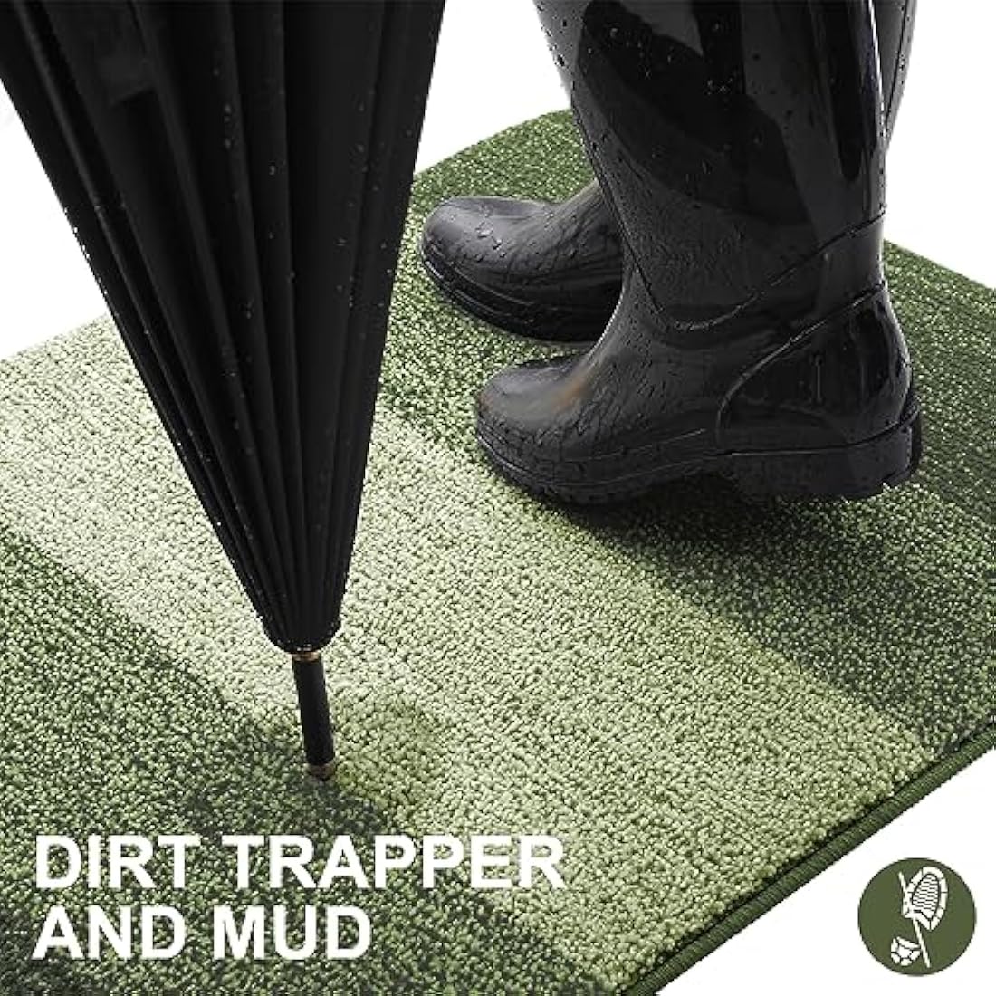 Homaxy Door Mats Indoor, Machine Washable Soft Doormats, Dirt Trapper Super Absorbent Entrance Rug, Non-slip Floor Mats For Inside, Front Back Door, Pets and Dogs (60 X 90 cm, Green)