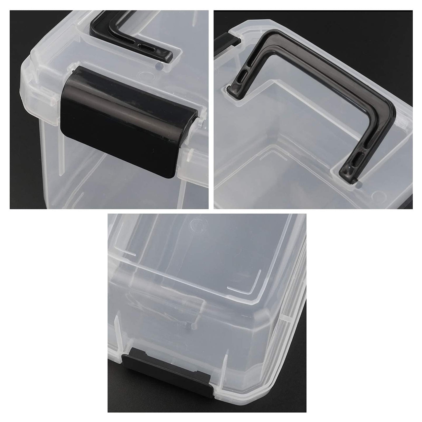 Gitany 4-pack Mini Clear Storage Boxes with Lids, 2 Liter Plastic Boxes Containers with Handles
