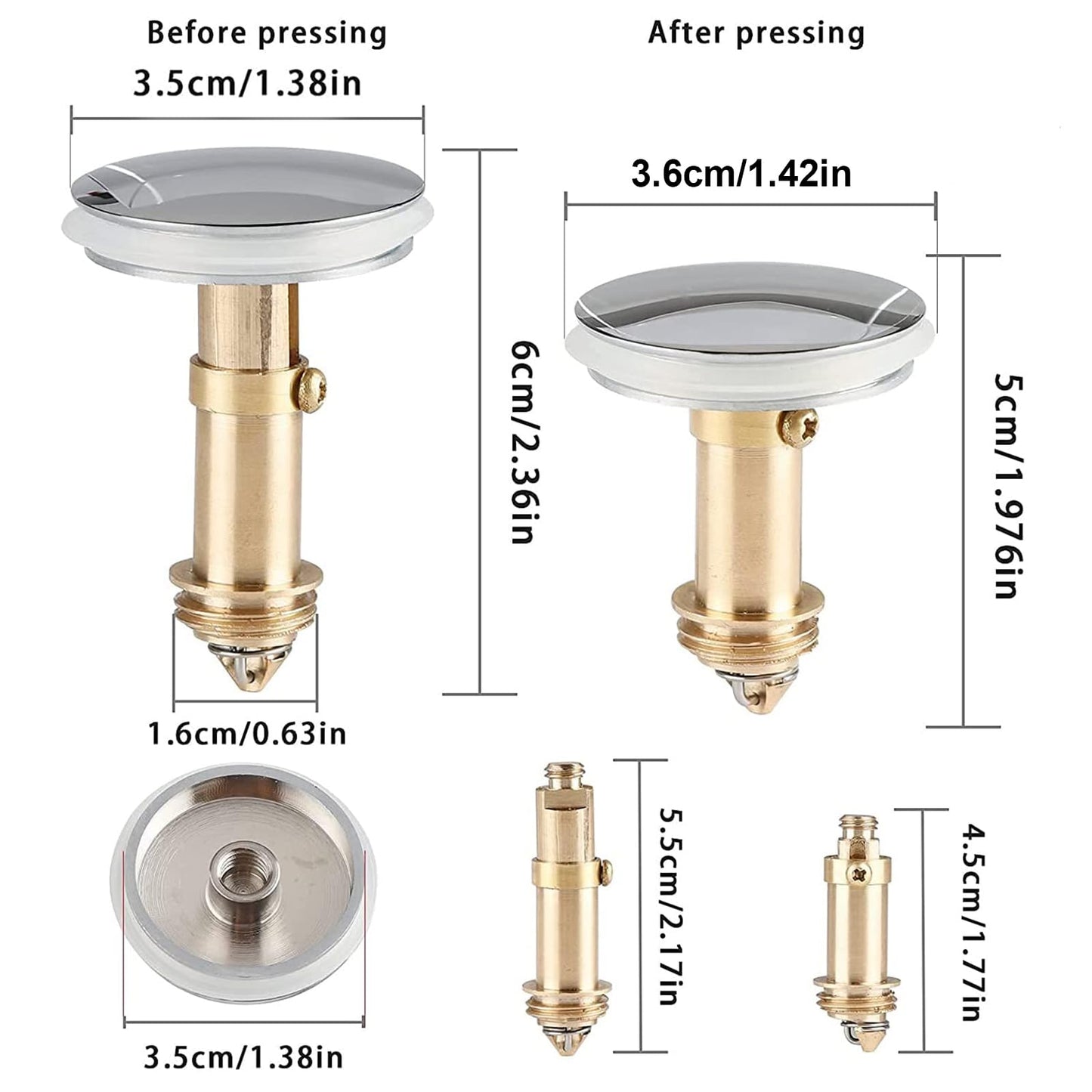 Ideal Swan 35mm Pop Up Sink Plug Replacement, Universal Basin Sink Plugs